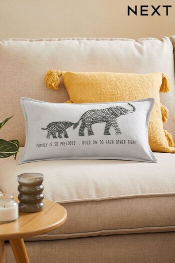 Grey Textured Family Elephant Cushion (C88555) | £20