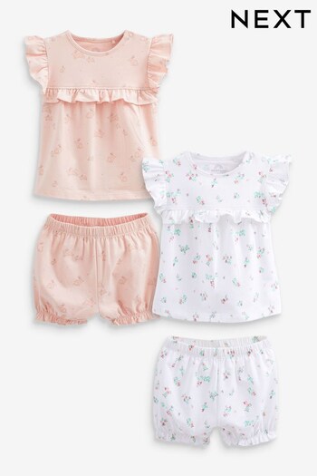 Pink/White Baby T-Shirt and Shorts Set 4 Piece (C88716) | £21 - £23