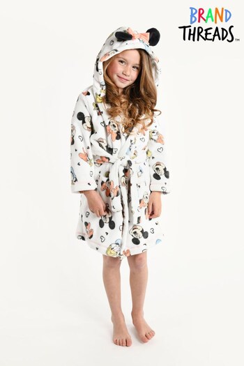 Brand Threads White Disney Minnie Mouse Girls Hooded Dressing Gown (C88756) | £23