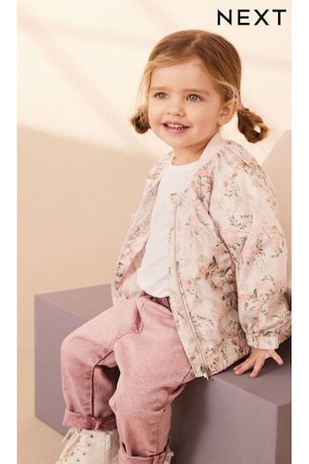 Pink Floral Shower Resistant Printed Bomber Jacket (3mths-7yrs) (C88849) | £16 - £20