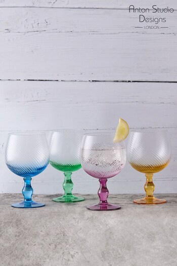 The DRH Collection Clear Clear Set of 4 Swirl Gin Glasses (C88961) | £40