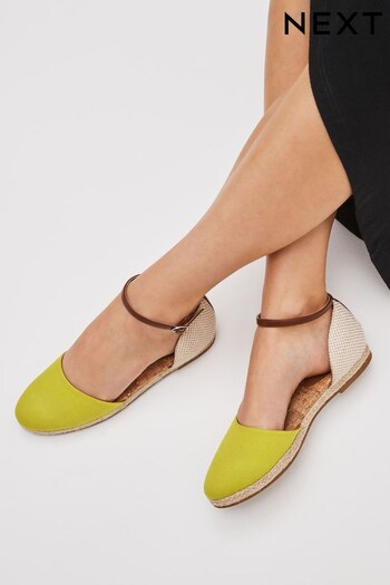 Lime Green Closed Toe Ankle Strap Espadrille Shoes (C88998) | £34