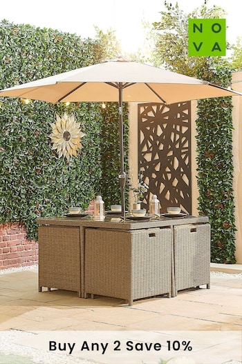 Nova Outdoor Living Grey 4 Seat Rattan Effect Garden Cube Set with 1.25m Square Table Table (C89080) | £1,500