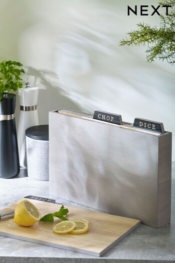 Set of 3 Grey Grey Bronx Chopping Boards With Holder (C89108) | £42