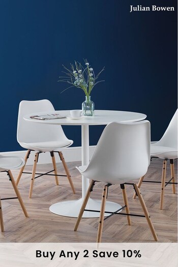 Julian Bowen White Blanco Round Compact 4 Seater Dining Table (C89153) | £190