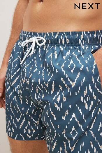 Navy Ikat Printed Swim Stacked Shorts (C89223) | £18