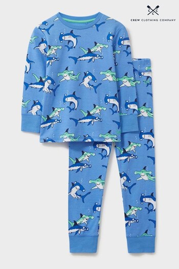 Crew Clothing Company Airforce Blue Print Cotton Pyjama Set (C89249) | £24 - £28
