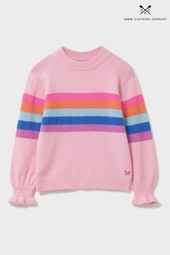 Crew Clothing Pastel Pink Stripe Casual Jumper (C89278) | £28 - £36
