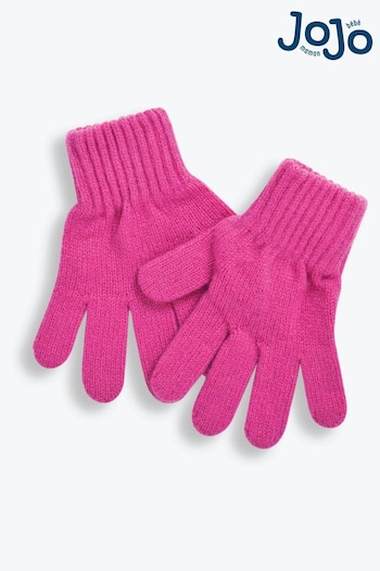 JoJo Maman Bébé Fuchsia Kids' Plain Knitted Gloves (C89292) | £11.50