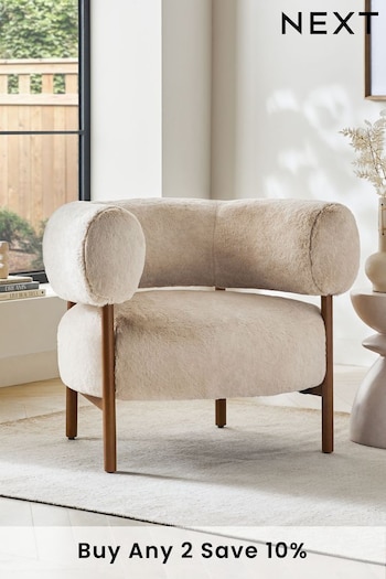 Oslo Faux Fur Natural Aleia Accent Chair (C89536) | £325