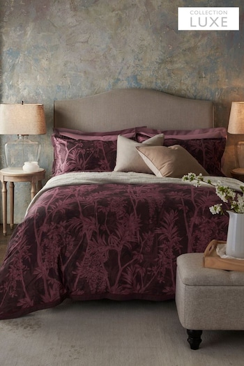 Purple Floral Collection Luxe 100% Cotton 300 Thread Count Duvet Cover and Pillowcase Set (C89602) | £50 - £80