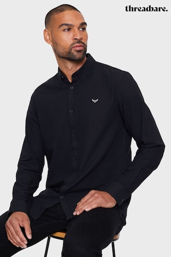 Threadbare Black Oxford Cotton Long Sleeve Shirt (C89613) | £24