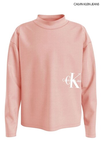 Calvin Klein Girls Pink Monogram Long Sleeve T-Shirt (C89825) | £40