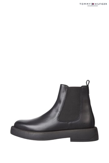 Tommy Hilfiger Leather Chelsea Black Boots (C89826) | £200