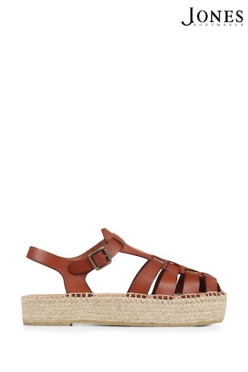 Jones Bootmaker Adelynn Tan Brown Platform Espadrille Leat sandals (C89835) | £89
