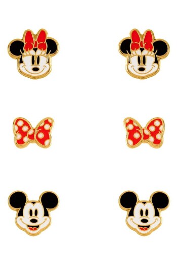 Peers Hardy Disney Mickey & Minnie Mouse Black, White & Red Trio Earring Black Set (C89964) | £15
