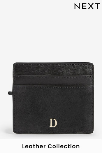 Black Leather Initial Card Holder (C89965) | £8