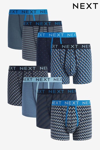 Blue Pattern 8 pack A-Front Boxers (C90023) | £50