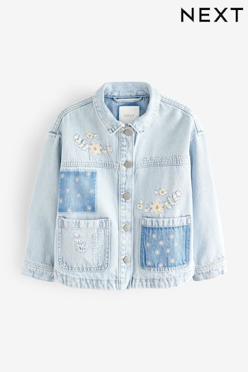 Mid Blue Embroidered Patch Denim Shacket (3-16yrs) (C90063) | £25 - £31