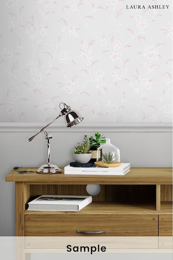 Laura Ashley Sugared Grey Eva Floral Wallpaper Sample Wallpaper (C90095) | £1