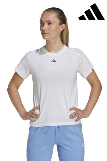 adidas fall White Tres Crew T-Shirt (C90117) | £23