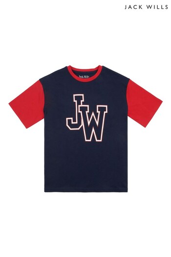 Jack Wills Navy Blue Varsity Oversized T-Shirt (C90152) | £20 - £27.50