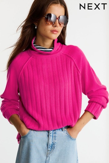 Pink Cosy High Neck Ribbed Jumper (C90233) | £29
