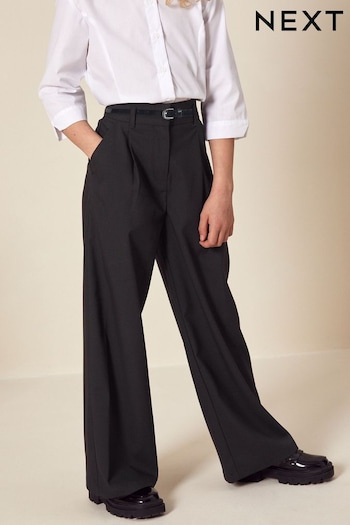 Black Senior Wide Leg Belted School Trousers (9-18yrs) (C90245) | £14 - £20