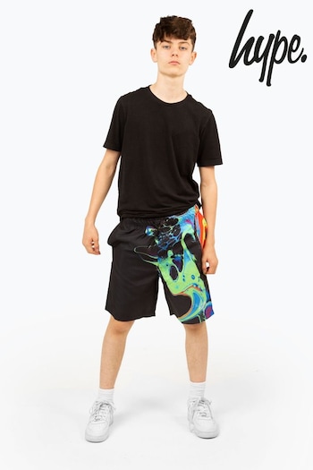 Hype. Boys Marble Ink Mini Script Black Swim Shorts (C90362) | £30