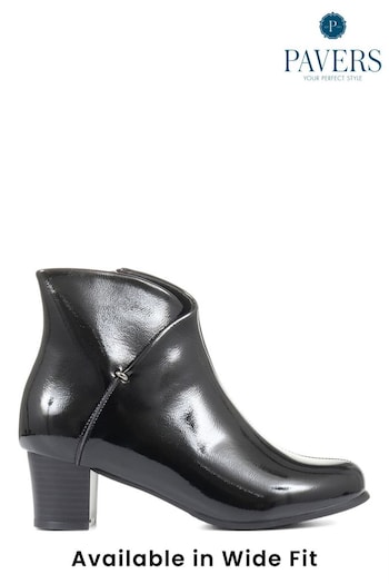 Pavers Black Wider Fit Block Heel Ankle boot Boots (C90507) | £45