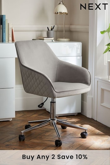 Soft Velvet Mid Grey Hamilton Chrome Leg Office Chair (C90641) | £199