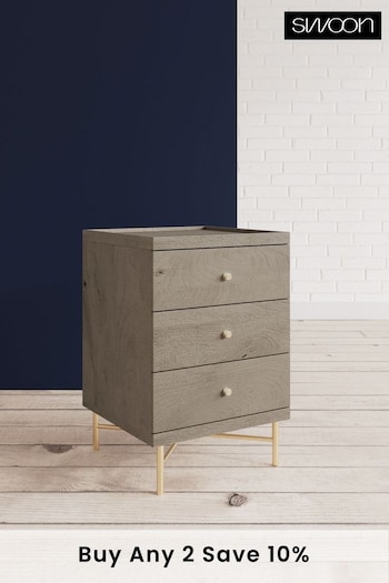 Swoon Grey Halle Bedside Table (C90679) | £289