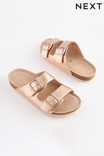 Rose Gold Leather Corkbed Sandals (C90686) | £19 - £26