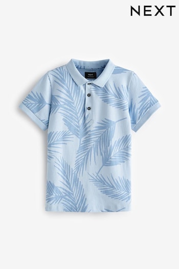 Blue Short Sleeve All Over Print Polo Shirt (3-16yrs) (C90761) | £9 - £14