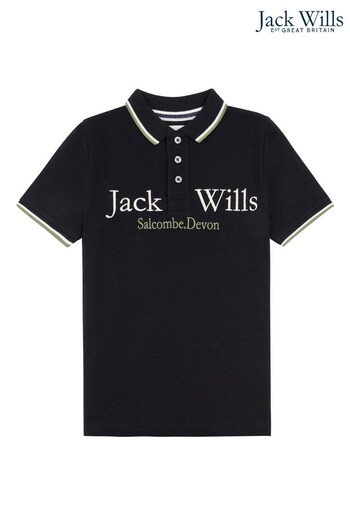 Jack Wills Script Tipped Black Polo Shirt (C90794) | £25 - £36