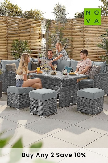 Nova Outdoor Living Grey Rattan Effect Cambridge Left Hand Corner Sofa Set with Rising Table (C90973) | £1,300