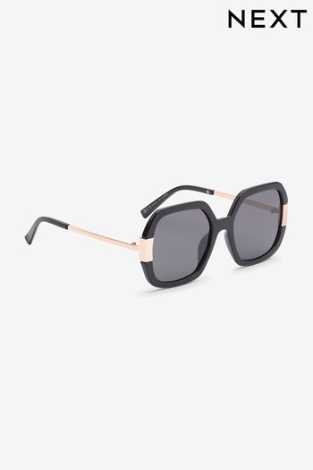 Black Metal Detail Square Sunglasses (C91019) | £18