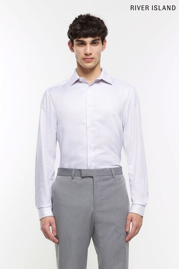 River Island Grey Slim Fit Easy Iron Shirt (C91153) | £39