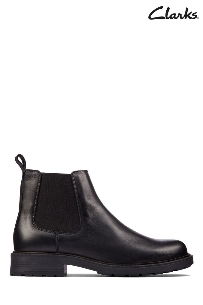 Clarks Black Leather Orinoco 2 Lane Boots (C91238) | £95