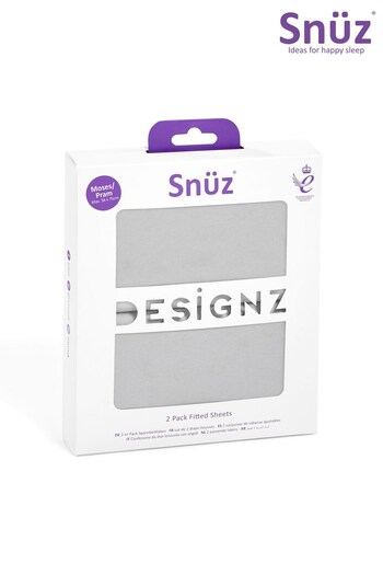 Snuz Grey 2 Pack Moses Basket Pram Fitted Sheets (C91414) | £18