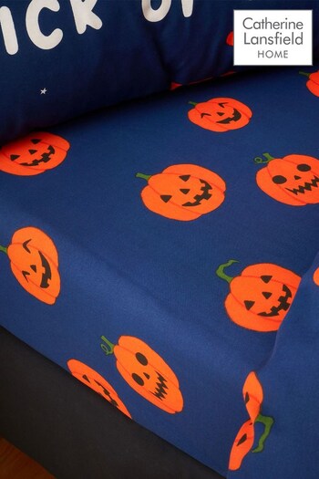 Catherine Lansfield Blue Halloween Pumpkin Fitted Sheet (C91484) | £10 - £18