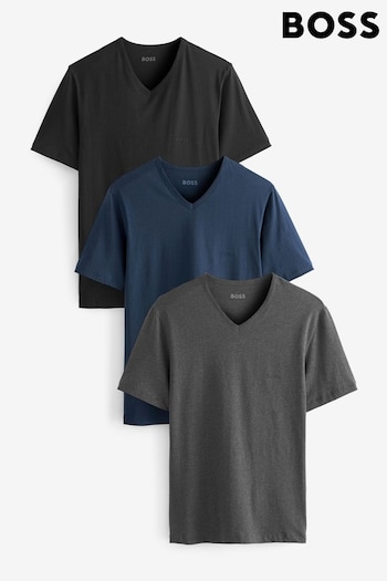 BOSS Black/Navy/Charcoal Classic V-Neck T-Shirts Voltage 3 Pack (C91557) | £45