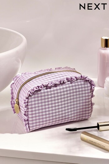 Lilac Purple Gingham Boxy Make-Up Bag (C91572) | £12