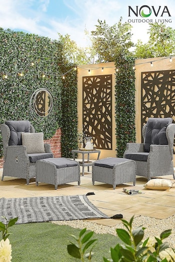 Nova Outdoor Living Grey Rattan Reclining Lounge Companion Set (C91715) | £1,000