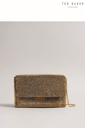 Ted Baker Glitzet Gold Toned Crystal Baguette Clutch Bag (C91782) | £150