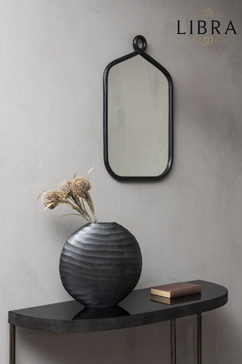 Libra Interiors Black Leona Rustic Square Wall Mirror With Loop Detail (C91923) | £150