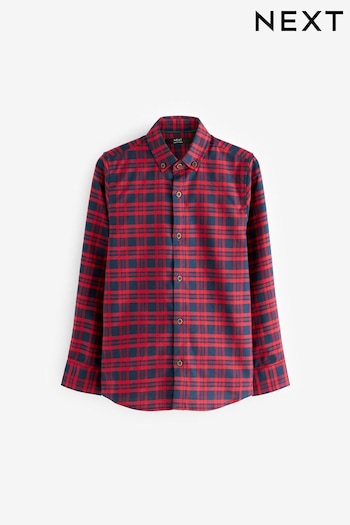 Red/Navy Blue Check Long Sleeve Oxford Shirt amp (3-16yrs) (C92061) | £13 - £18