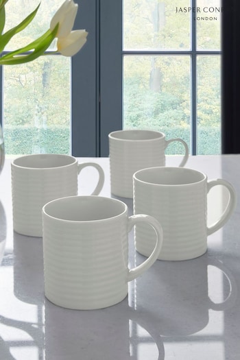 Jasper Conran London White Fluted Set of 4 Mugs (C92096) | £40