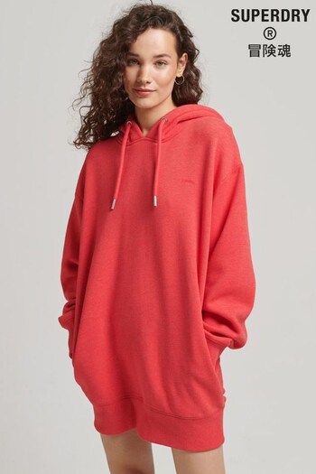 Superdry Red Organic Cotton Embroidered Logo Sweat sleeves Dress (C92139) | £55
