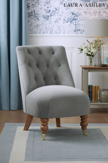 Laura Ashley Hayden Velvet Steel Normanton Chair (C92207) | £275